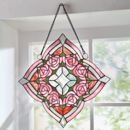 Romantic Floral Stained Glass Art, , large
