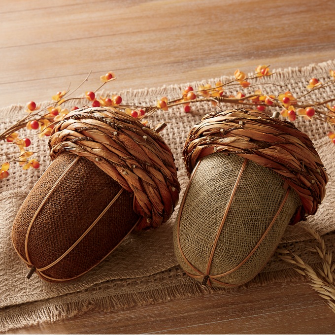 Fall Burlap Acorn D&eacute;cor, , large