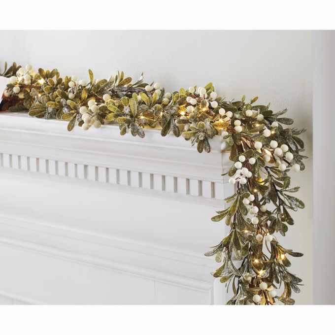 Lit Frosted Berry Garland, , large