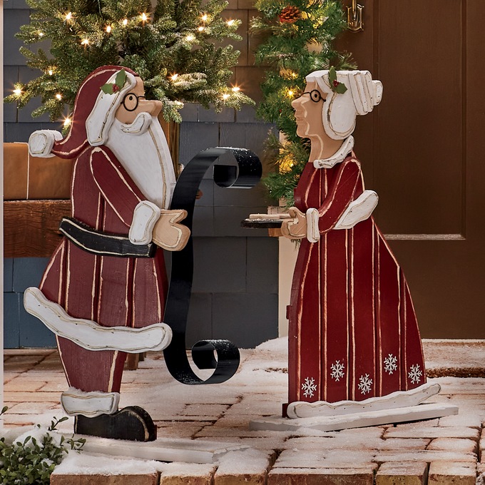 Chunky Wood Cutouts Santa or Mrs. Claus, , large