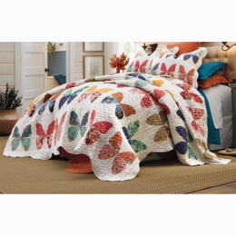 Butterfly Patch Quilt and Sham, , large