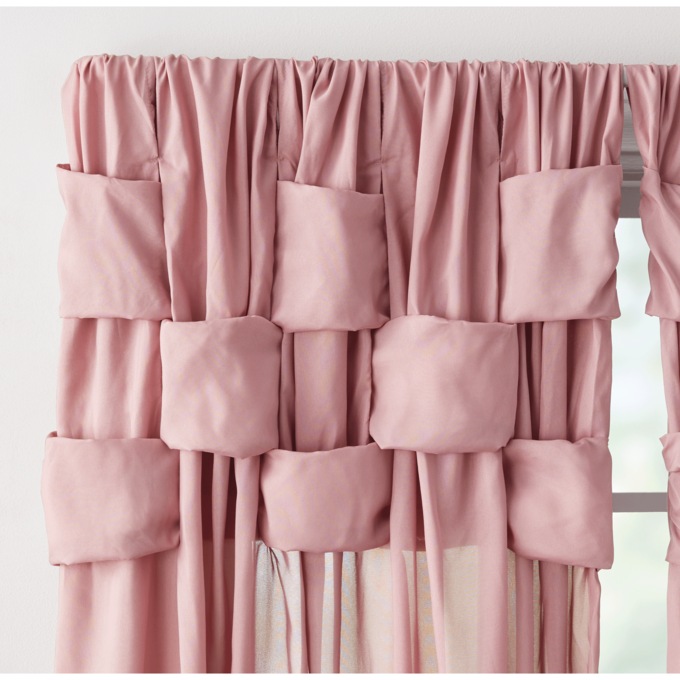 Semi-Sheer Basket-Weave Top Window Panel, Rose, large