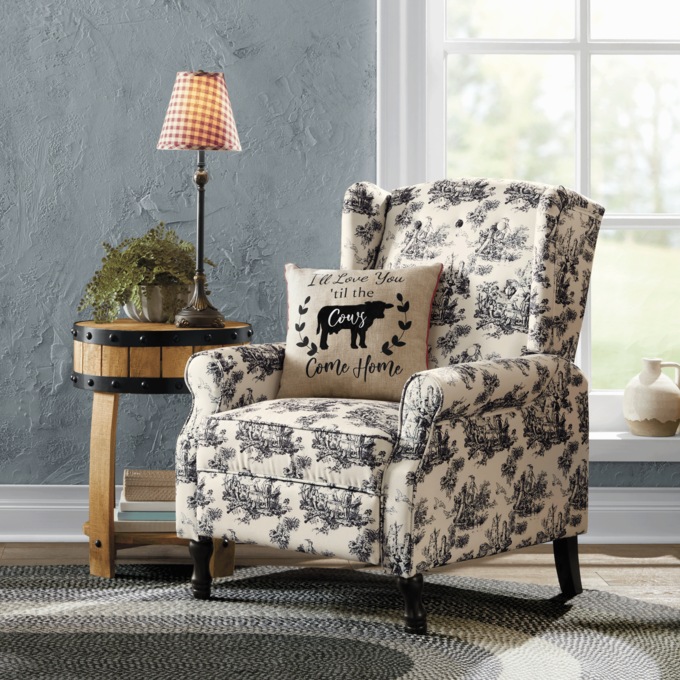 Toile Wingback Recliner, , large