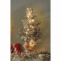 Lit Frosted Berry Tree, , large