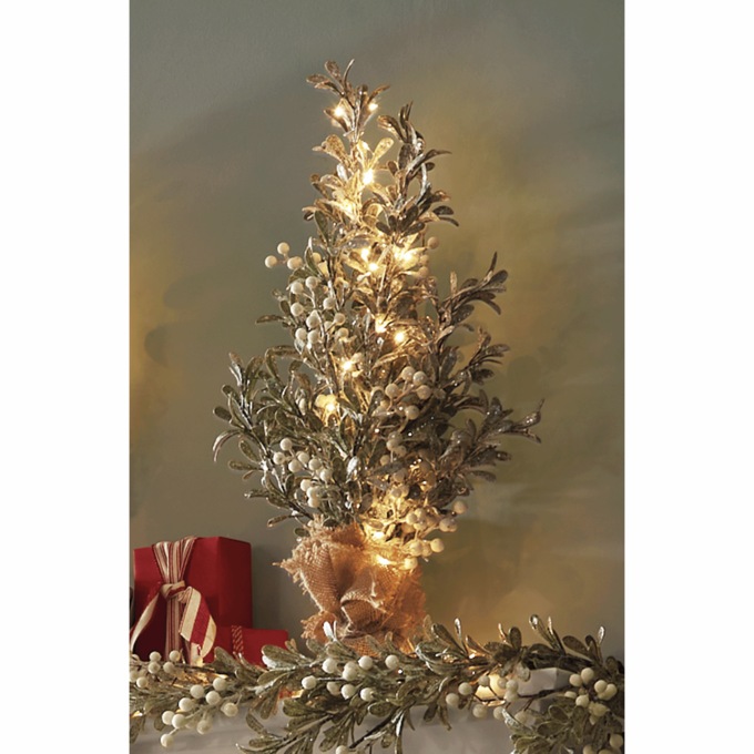 Lit Frosted Berry Tree, , large