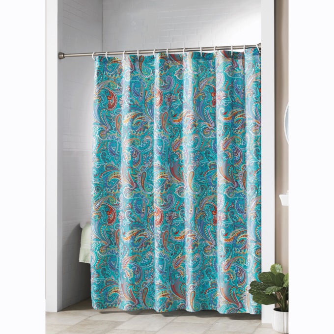 Color Connection Paisley Shower Curtain, Teal, large
