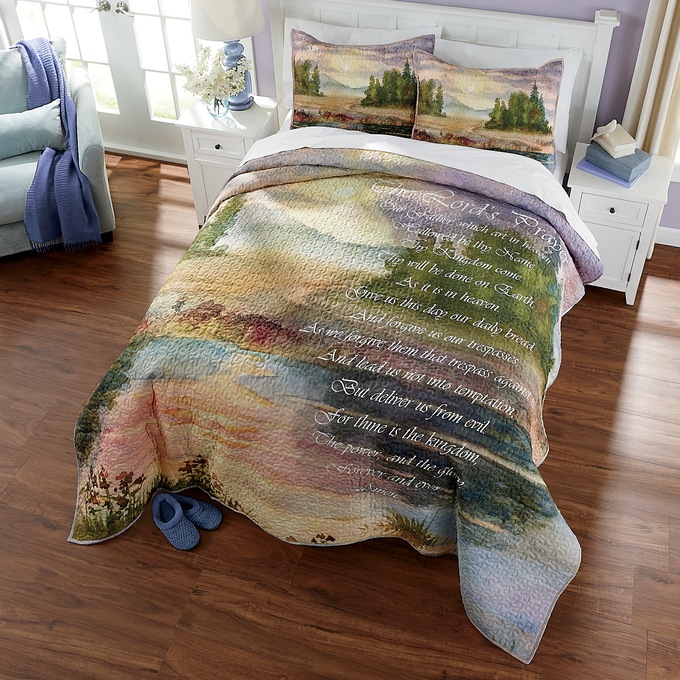 Prayer Quilt Set and Shower Curtain, , large