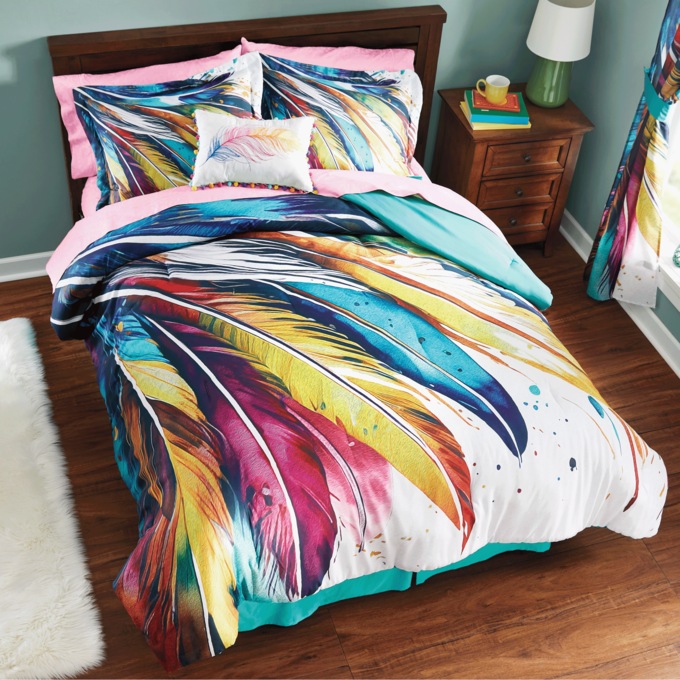 Feathers 4-piece Comforter Set, Accent Pillow and Window Treatments, , large