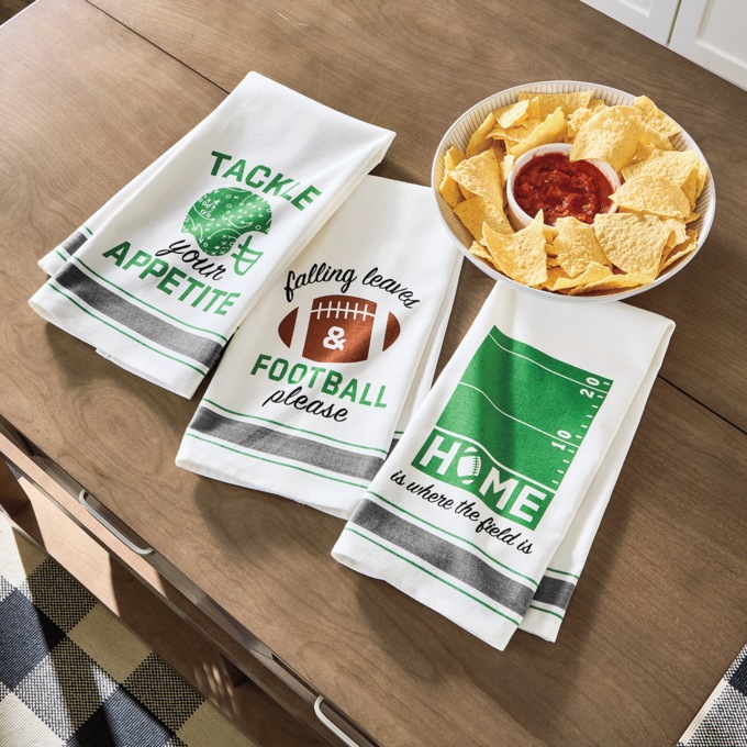 3-Piece Football Kitchen Towel Set, Multi, large
