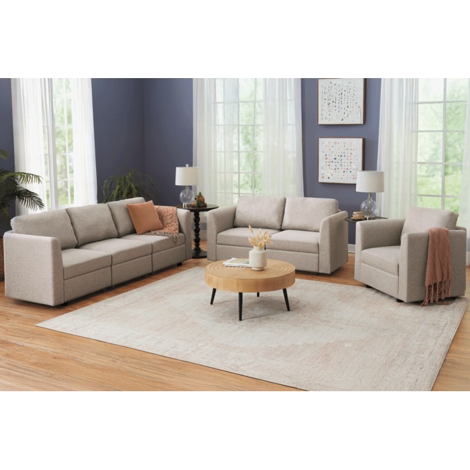 Harrison Sectional Armless Chair with Storage, Beige, large