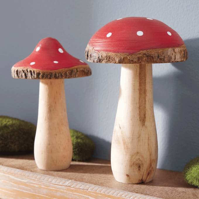 Set of 2 Mushroom Figurines, , large