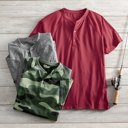 Men&#39;s Short Sleeve Henley, , large