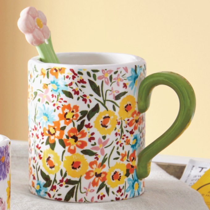 Floral Mug with Spoon, , large
