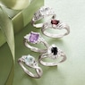 Gemstone 5-Piece Adjustable Ring Set, , large