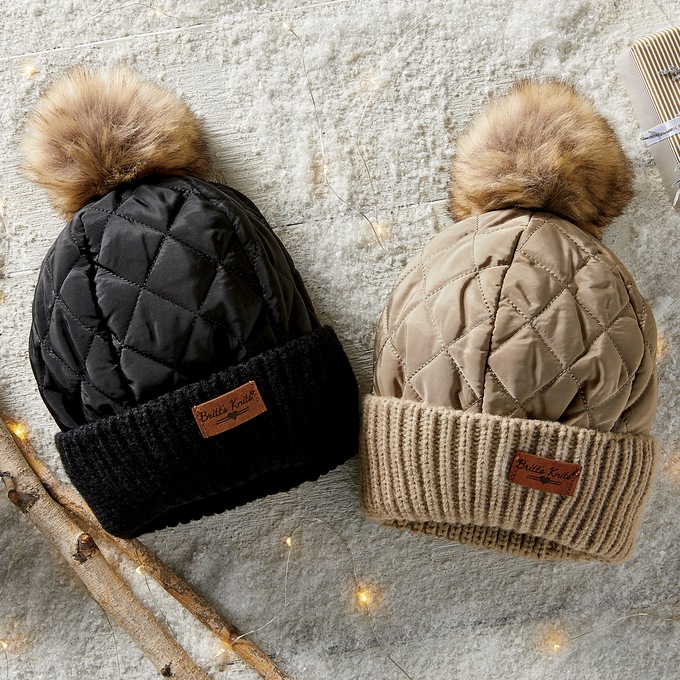 Britt’s Knits Quilted Puffer Beanie, , large