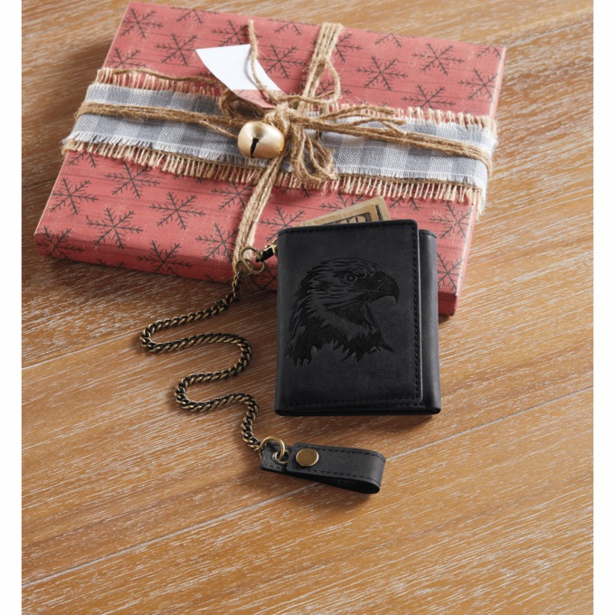 Leather Eagle Chain Wallet, , large