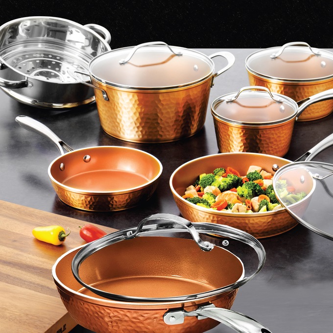 Gotham Steel 10-Piece Hammered Cookware Set