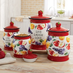 Set of 4 Fruit Canisters, , large