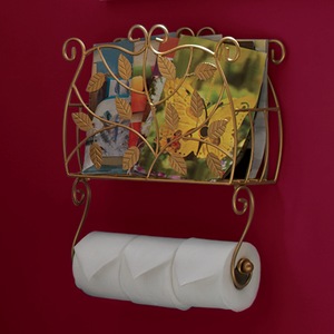 Golden Leaf Magazine Rack with Toilet Paper Holder, , large