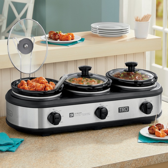 TRU Triple Slow Cooker with (3) 2.5 QT Inserts 