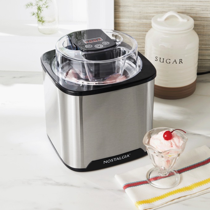 Nostalgia 2-Quart Digital Stainless Steel Ice Cream Maker, , large