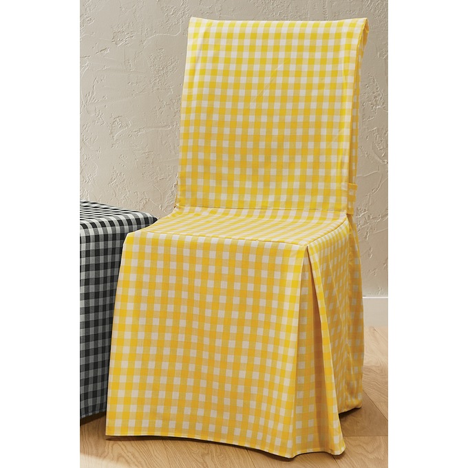 Gingham Check Dining Chair Cover, , large