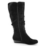 Amanda D'Laurie Tall Scrunch Boot: Rich Suede Look with 1" Wedge Heel, , large