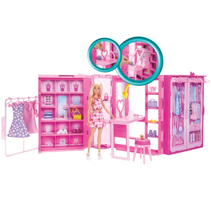 Barbie Dream Closet Playset with Doll, Pink, large