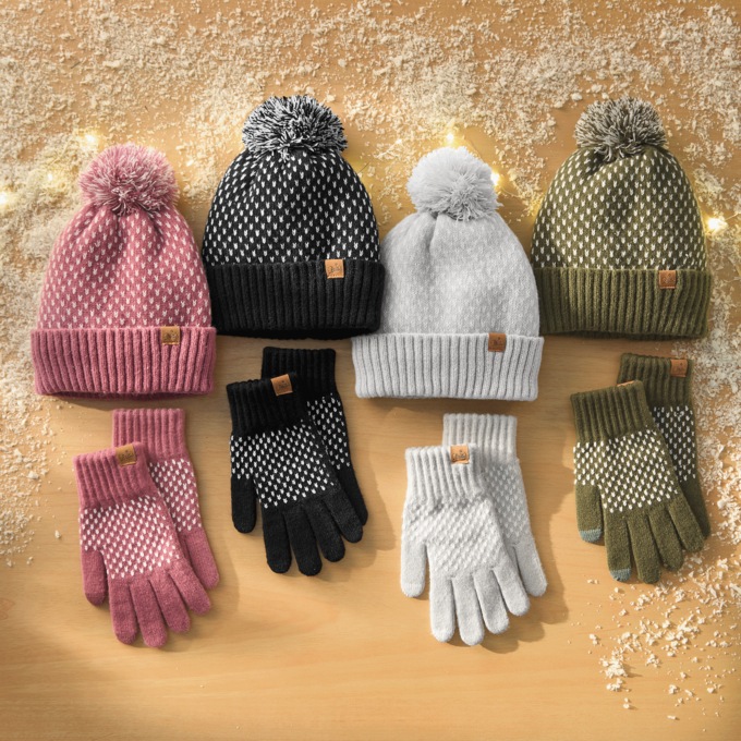 Dotted Hat and Glove Set, , large