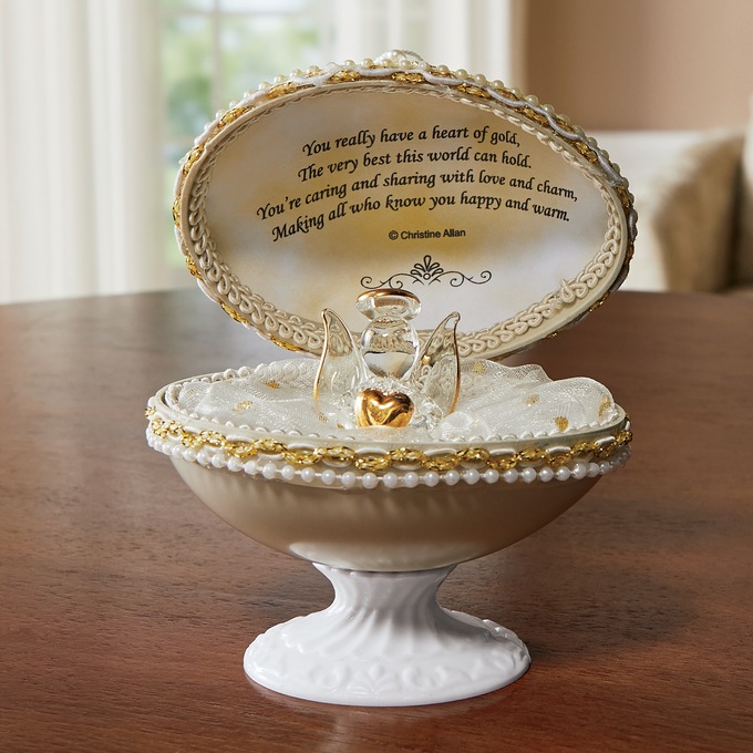 "Heart of Gold" Glass Angel Egg, , large