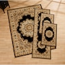 4-Piece Plush Floral Kirman Rug Set with Runner and Mats, Black, large