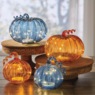 Set of 2 Lit Glass Pumpkins, , large