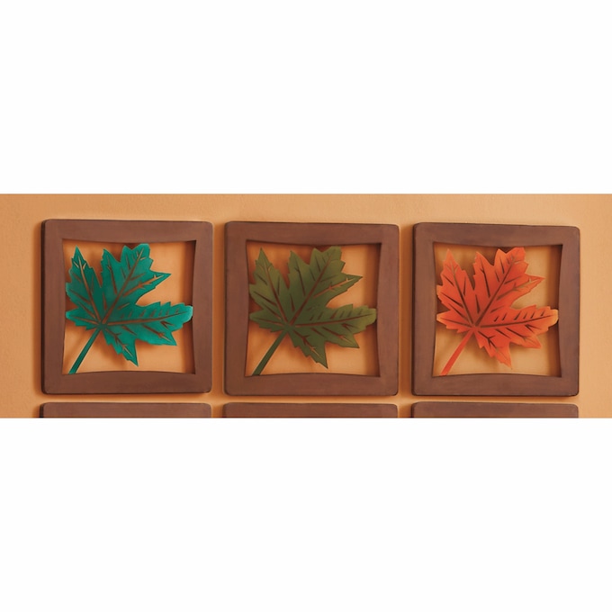 3-Piece Metal Leaves Wall Art, , large