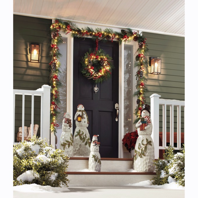 Lighted Faux-Pine Wreath, , large