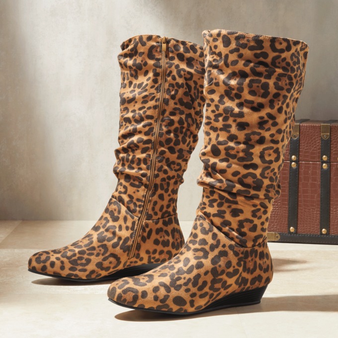 Amanda D'laurie Leopard-Print Scrunch Boot, , large