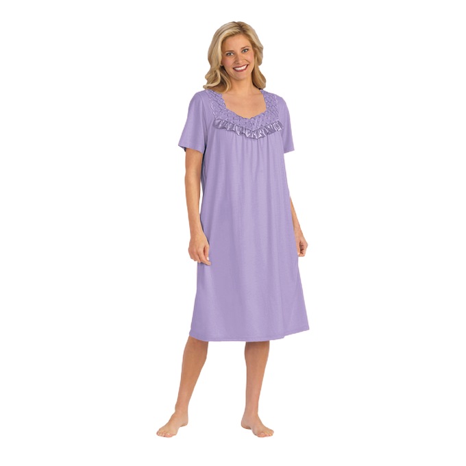 Cotton Knit Gown, Lilac, large