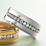 Men's Stainless Steel Crystal Band Ring, , large