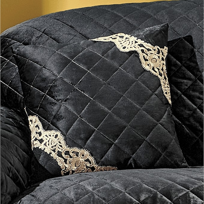 Quilted Velvet Pillow Cover, , large
