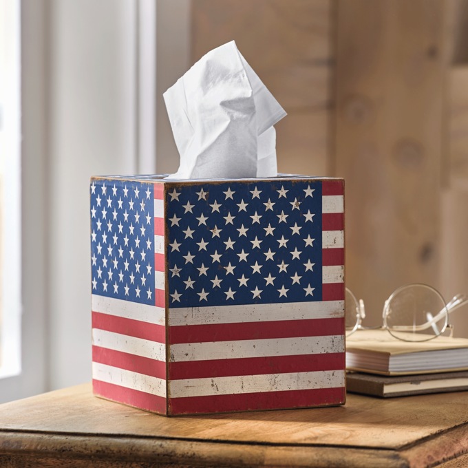 Americana Tissue Box Cover, Multi, large