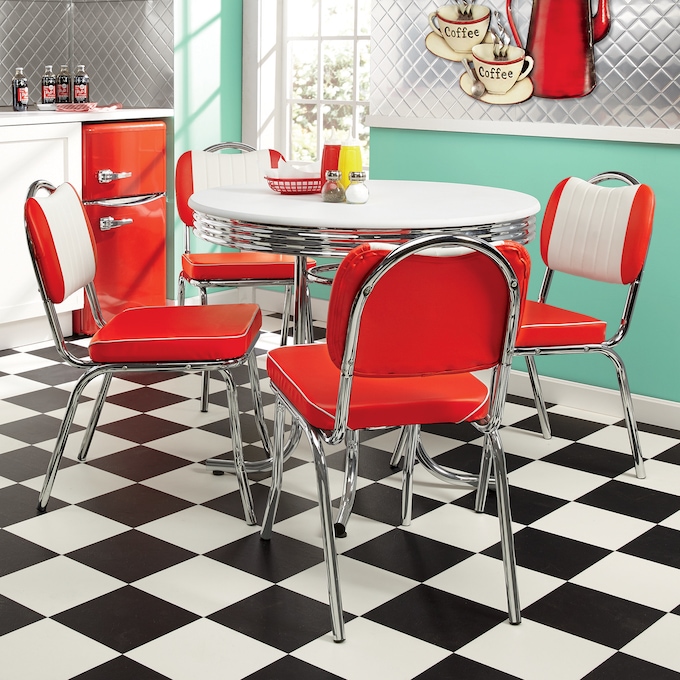 Retro Dining Table and Set of 2 Java Joint Kitchen Chairs ...