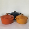 Set of 3 Cast Iron Dutch Ovens with Lids, Multi, large