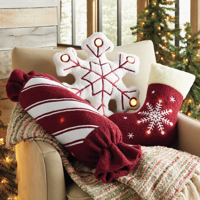 Shaped Lit Christmas Pillow, , large
