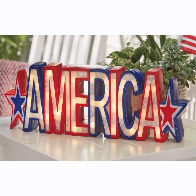 Resin LED America Sign, , large