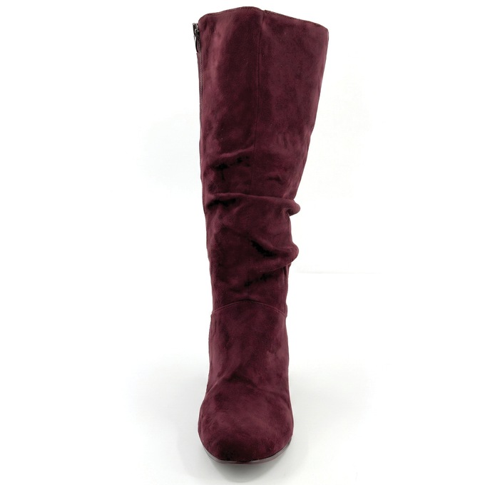 Amanda D'Laurie Tall Scrunch Boot: Rich Suede Look with 1" Wedge Heel, , large