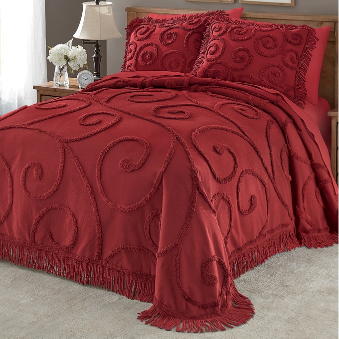 Scroll Chenille Bedspread, , large