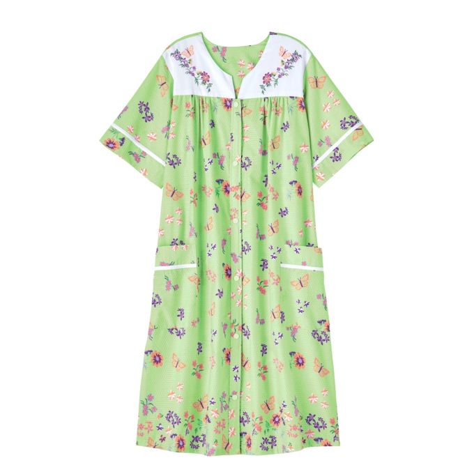 Duster With Embroidered Yoke, Mint Border, large