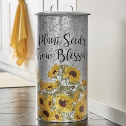 Sunflower Garden Trash Can, , large