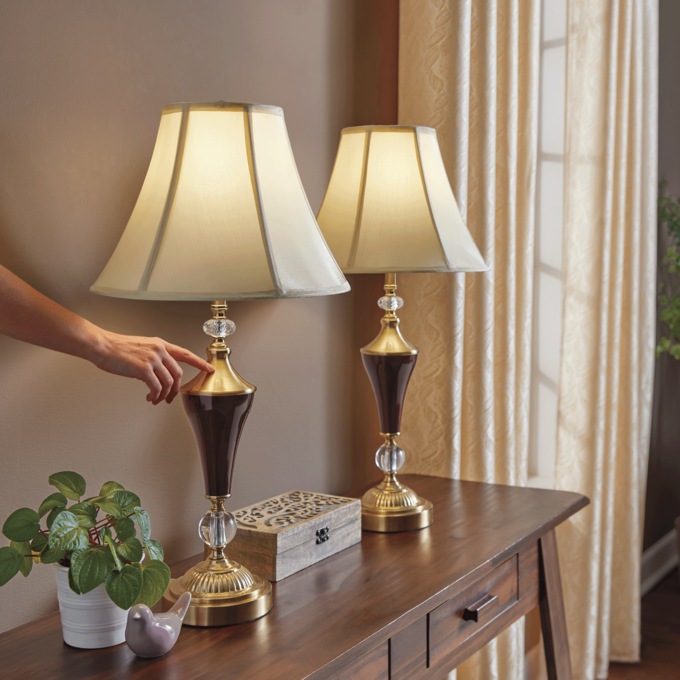Set of 2 Touch Lamps, Burgundy, large