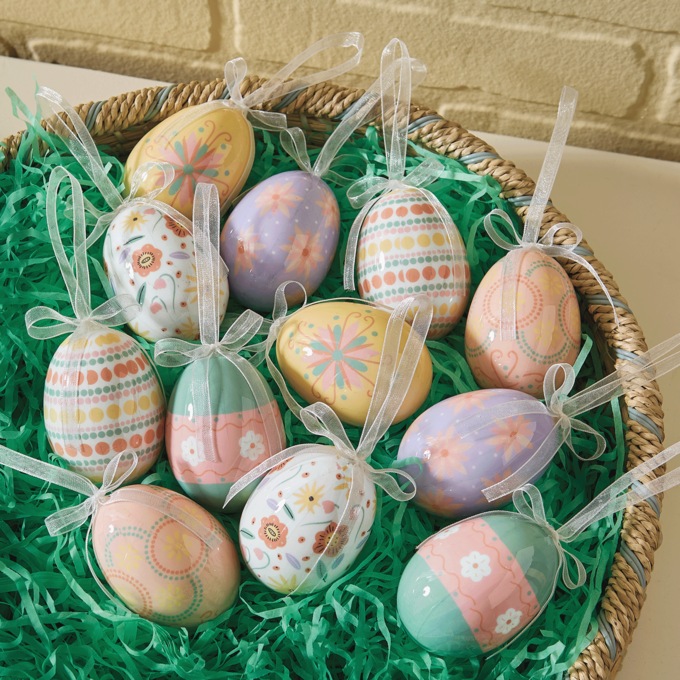 Set of 12 Watercolor Egg Ornaments, , large