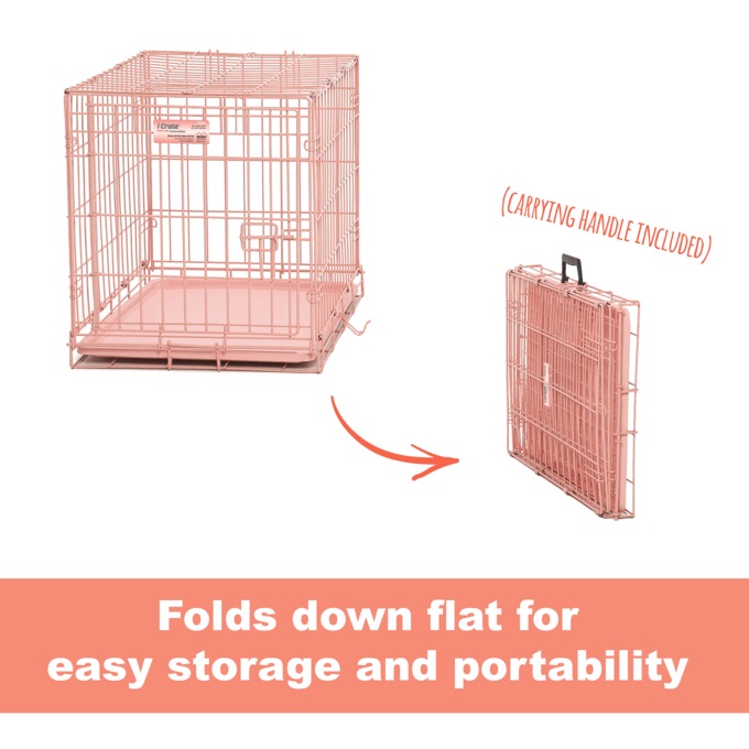 MidWest iCrate Single-Door Crate, Pink, large